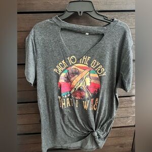 Gray Graphic Women's Top